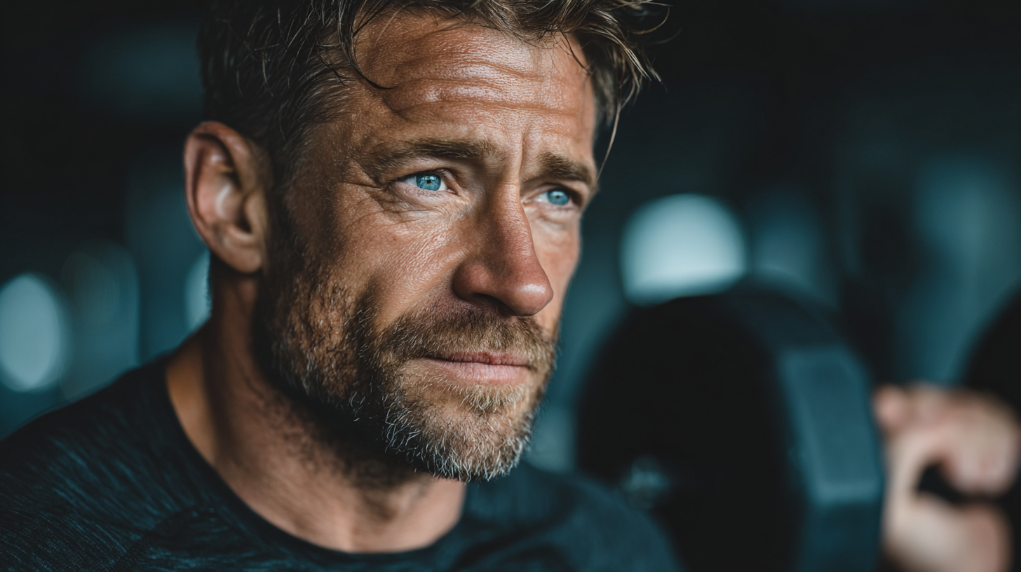 Силен и уверен мъж по време на тренировка