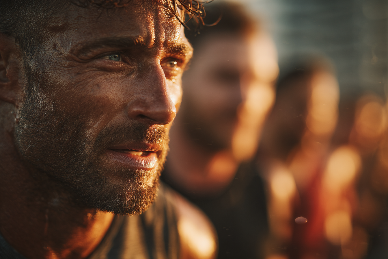 Мъж практикува дишащи упражнения